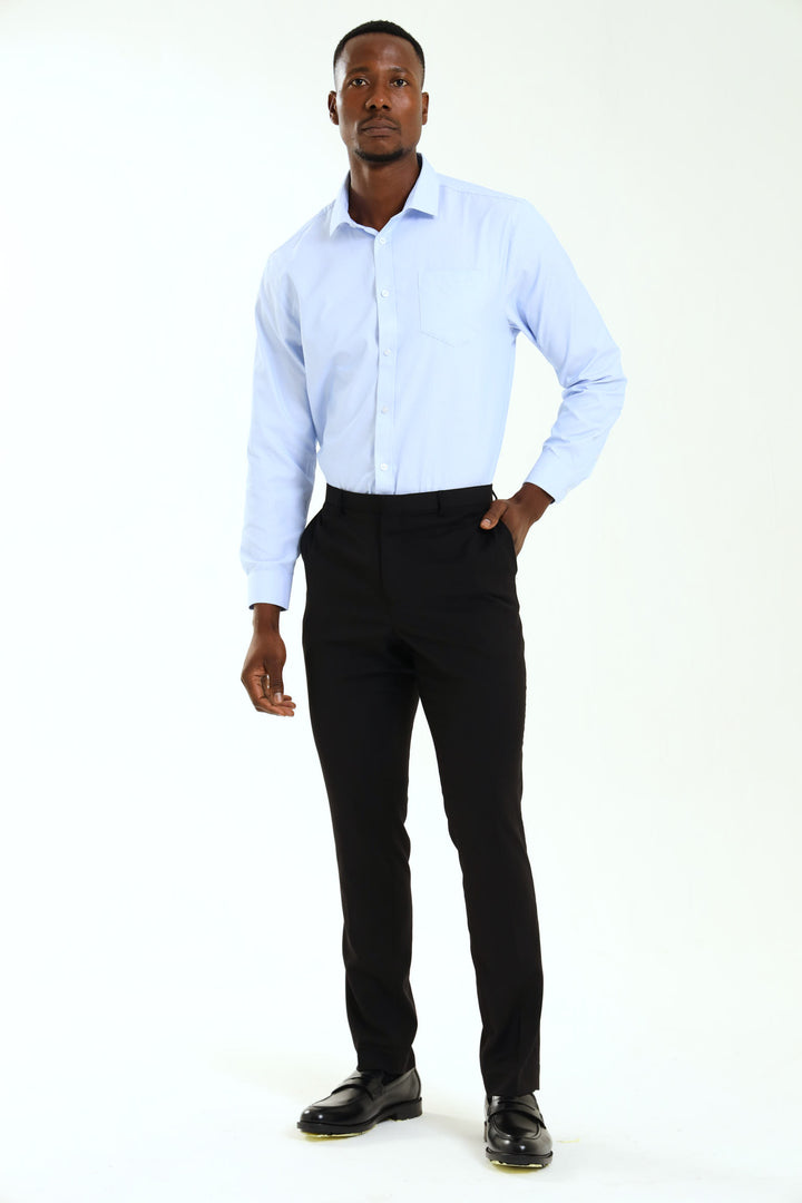 Regular Tonal Check Textured Long Sleeve Shirt - Light Blue