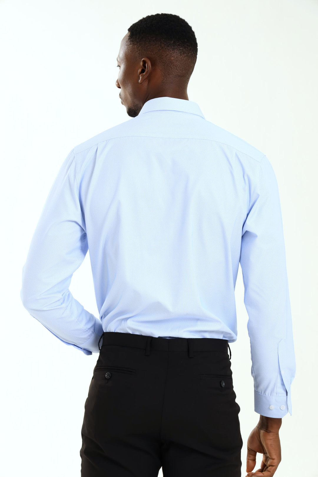 Regular Tonal Check Textured Long Sleeve Shirt - Light Blue