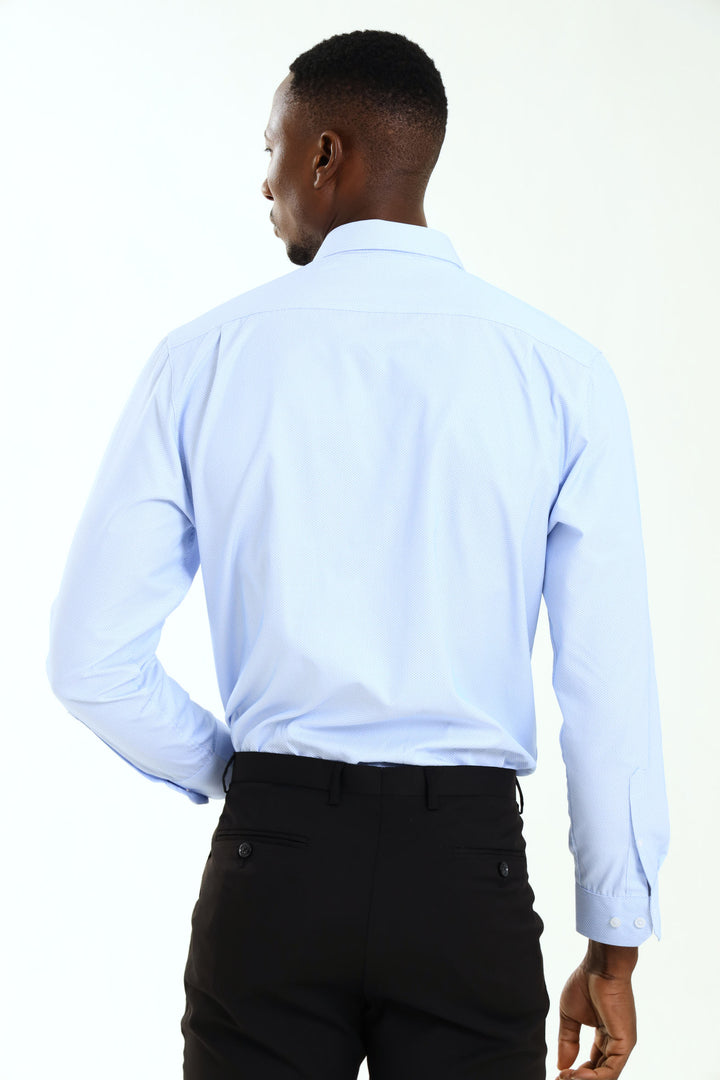 Regular Tonal Check Textured Long Sleeve Shirt - Light Blue
