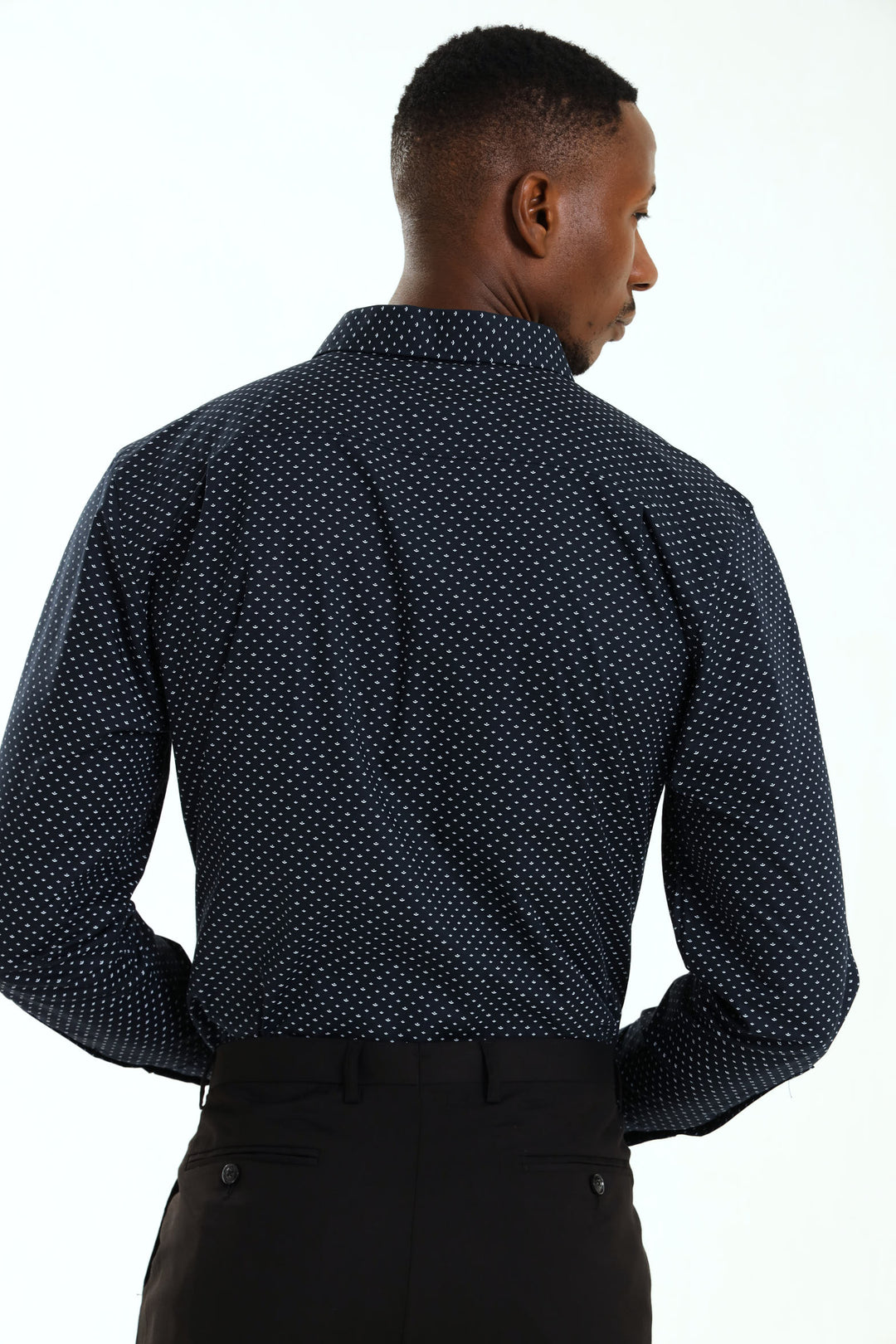 Regular Ditsy Abstract Printed Shirt - Navy/White