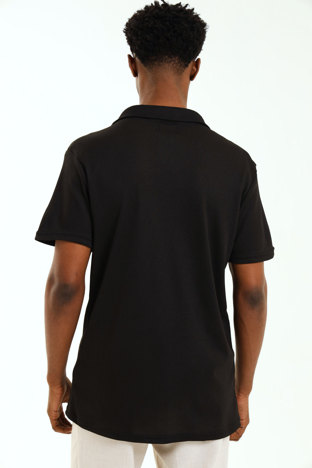 Slim Waffle Shirt - Black