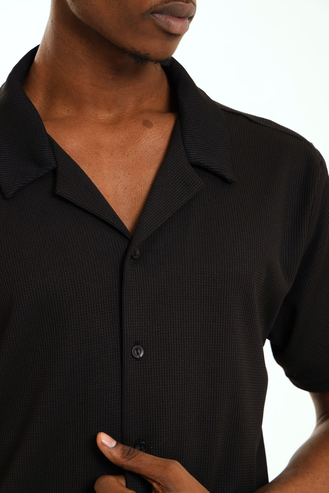 Slim Waffle Shirt - Black