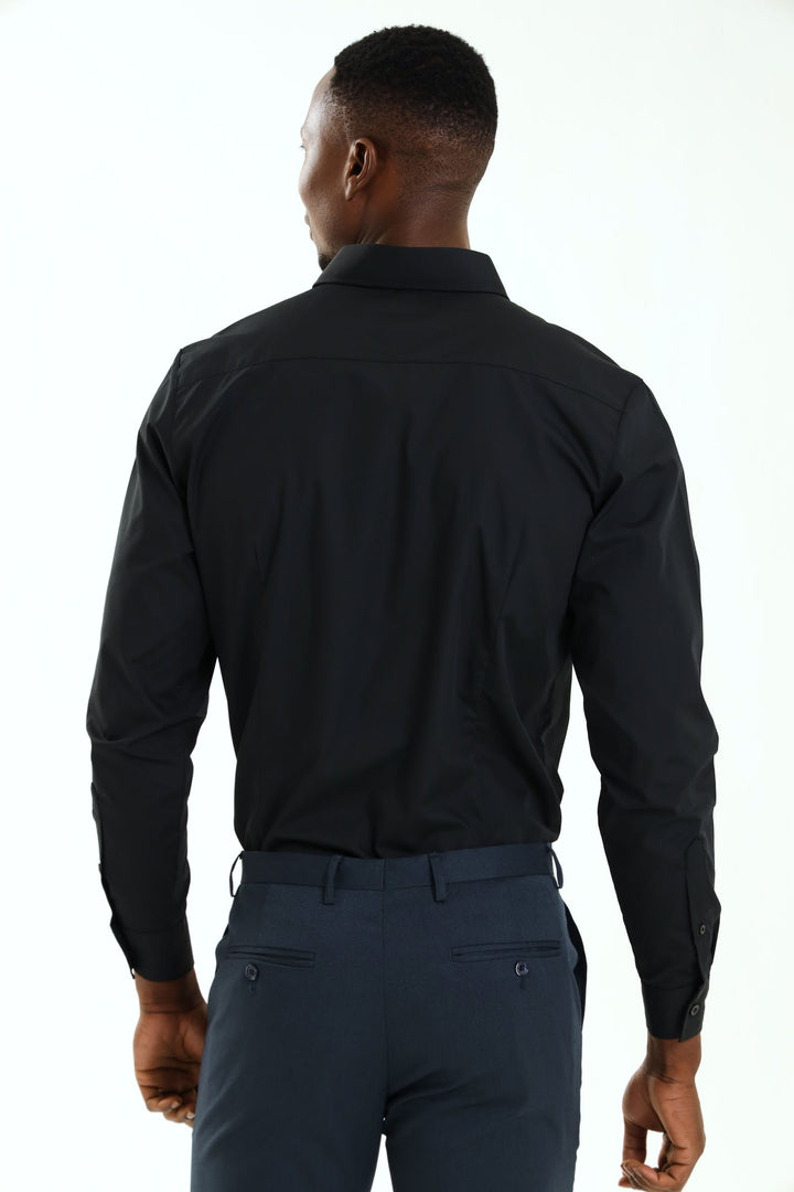 Slim Easy Care Long Sleeve Shirt - Black