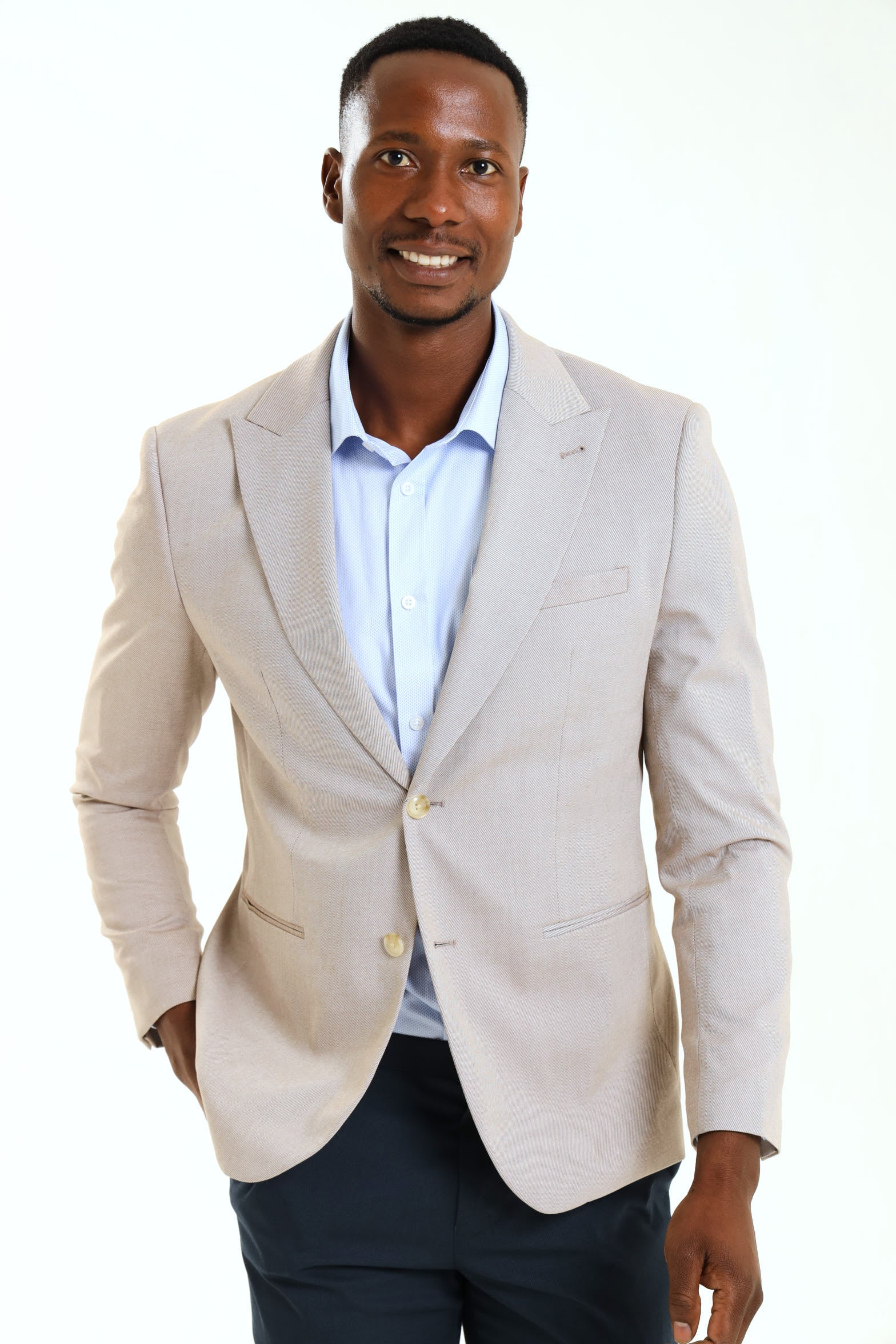 Mens Slim Twill Suit Jacket - Natural – Edgars