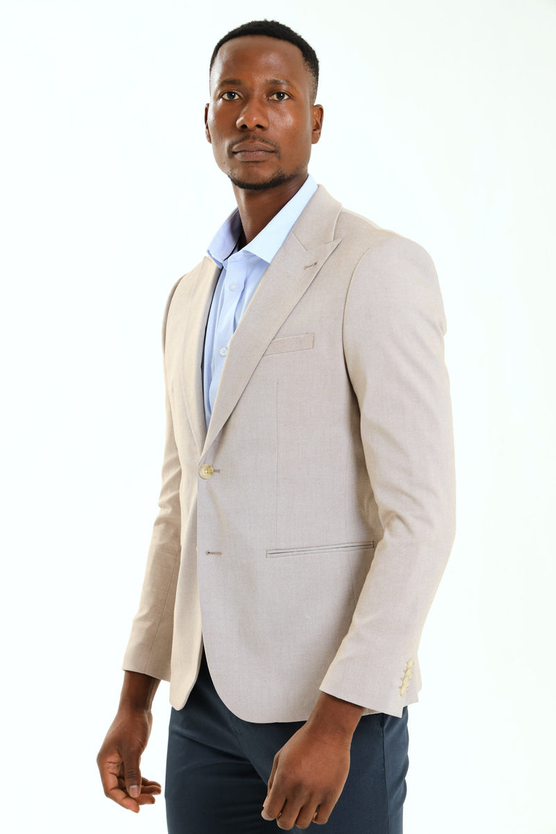 Slim Twill Suit Jacket - Natural