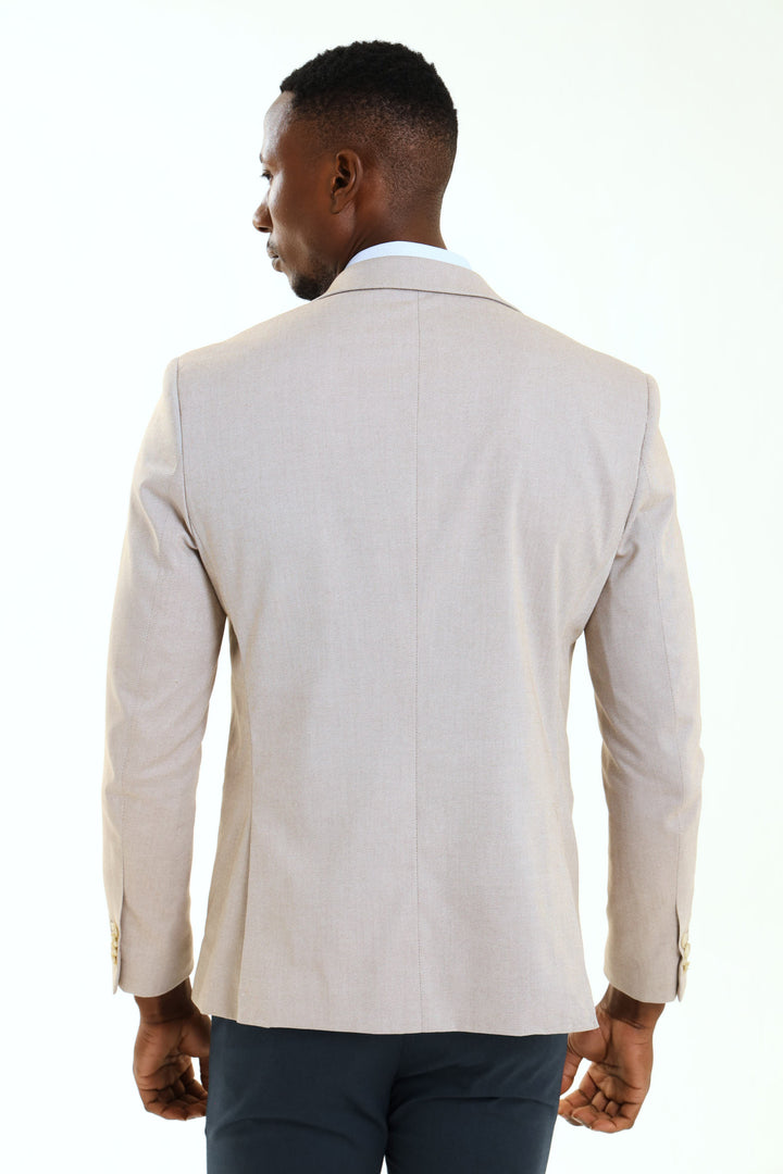 Slim Twill Suit Jacket - Natural
