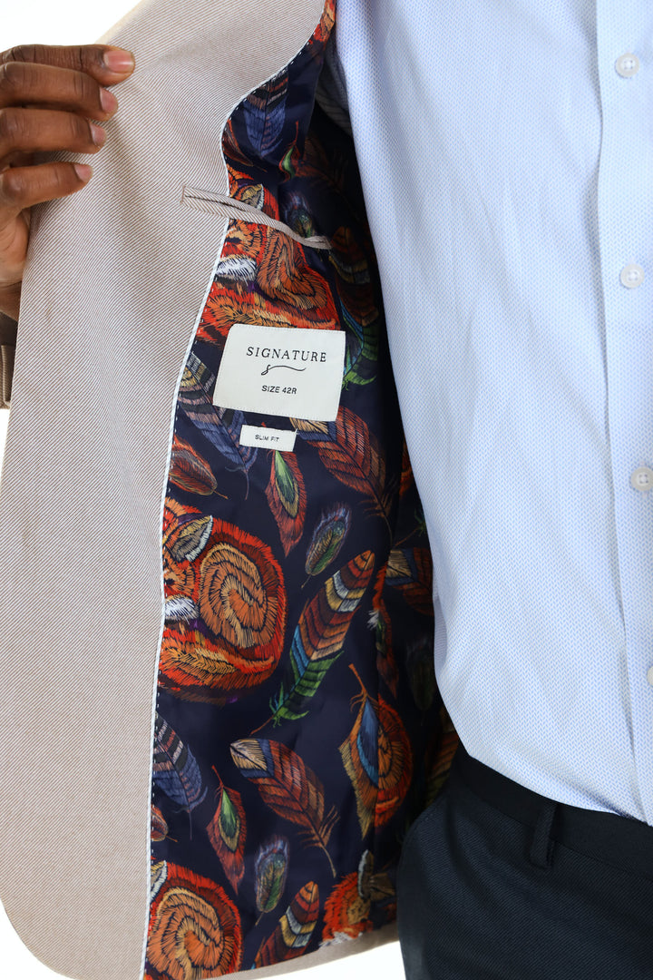 Slim Twill Suit Jacket - Natural