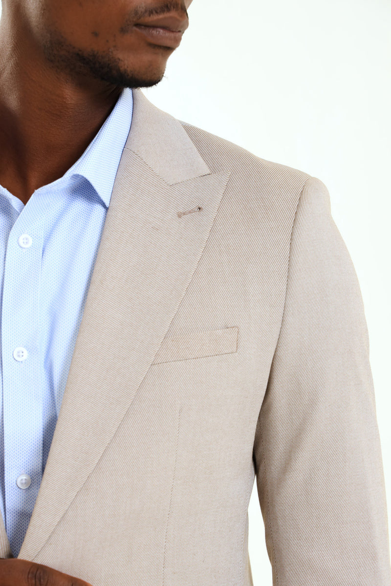 Slim Twill Suit Jacket - Natural