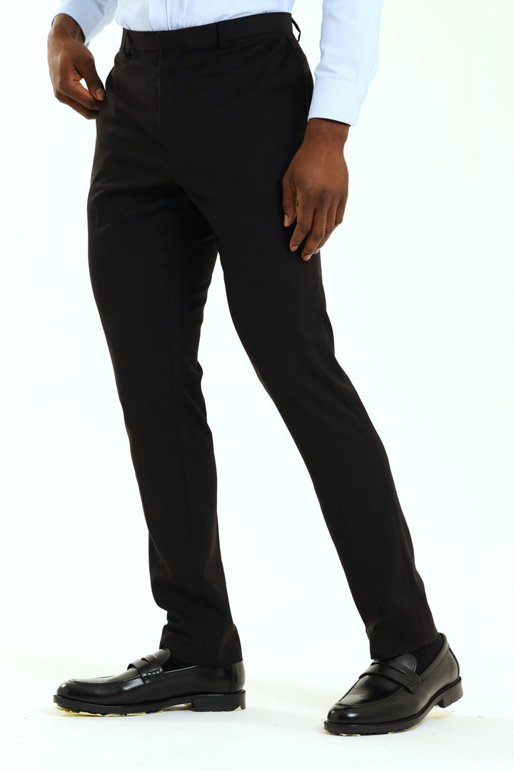 Slim Fit Viscose Blend Suit Trouser - Black