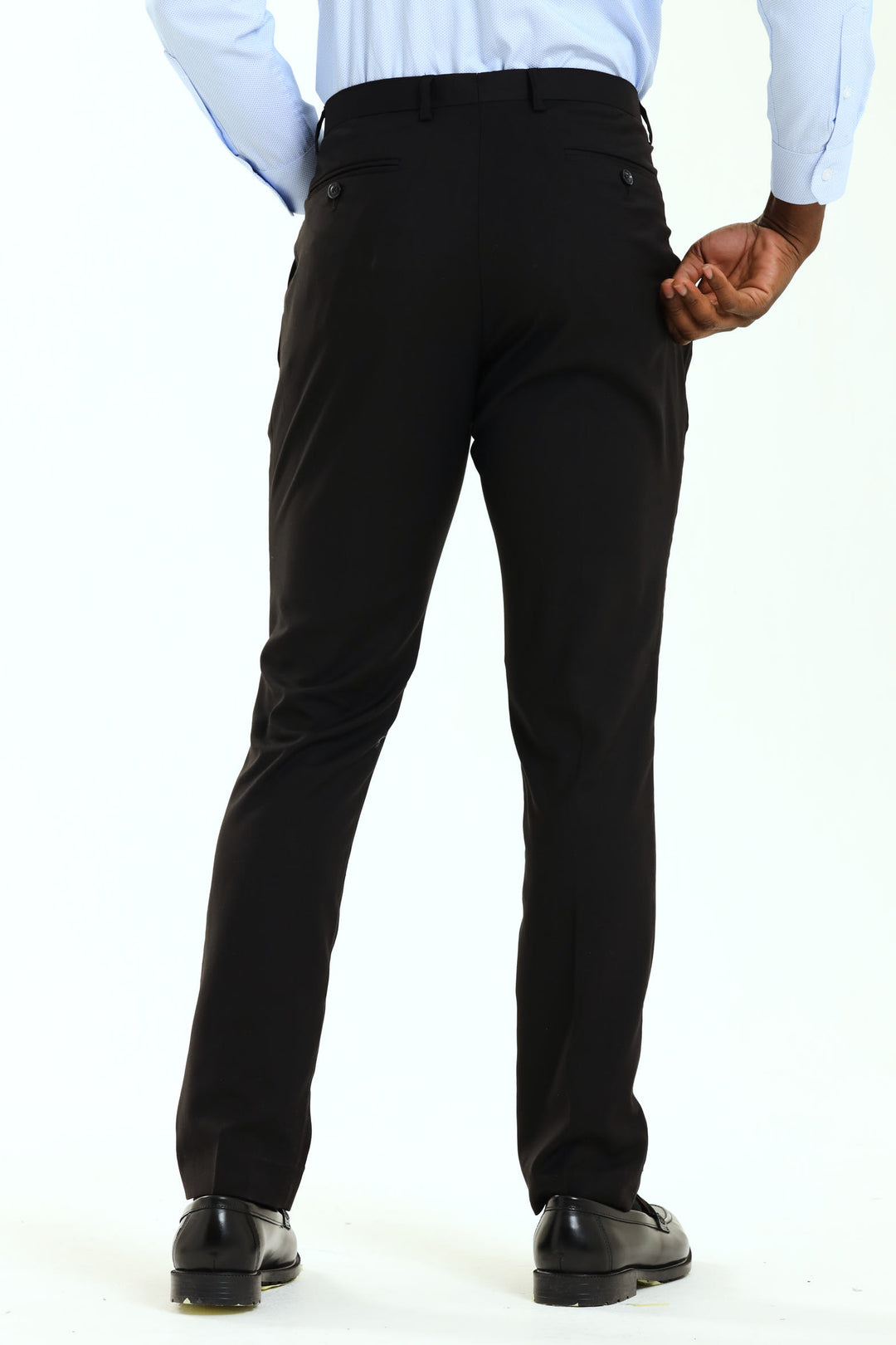 Slim Fit Viscose Blend Suit Trouser - Black