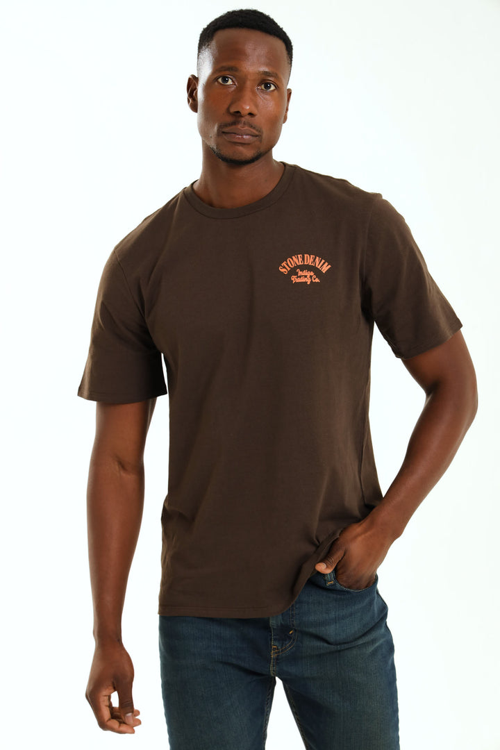Stone Denim Indigo Trading Chest T-Shirt - Chocolate