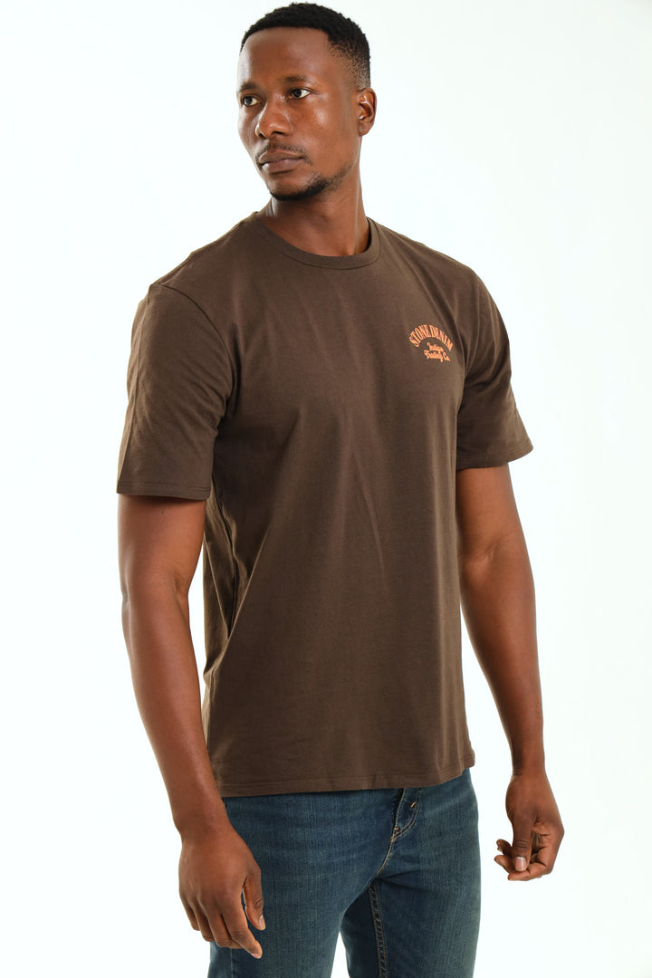 Stone Denim Indigo Trading Chest T-Shirt - Chocolate