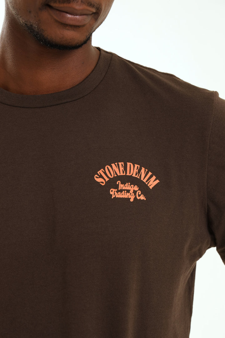 Stone Denim Indigo Trading Chest T-Shirt - Chocolate