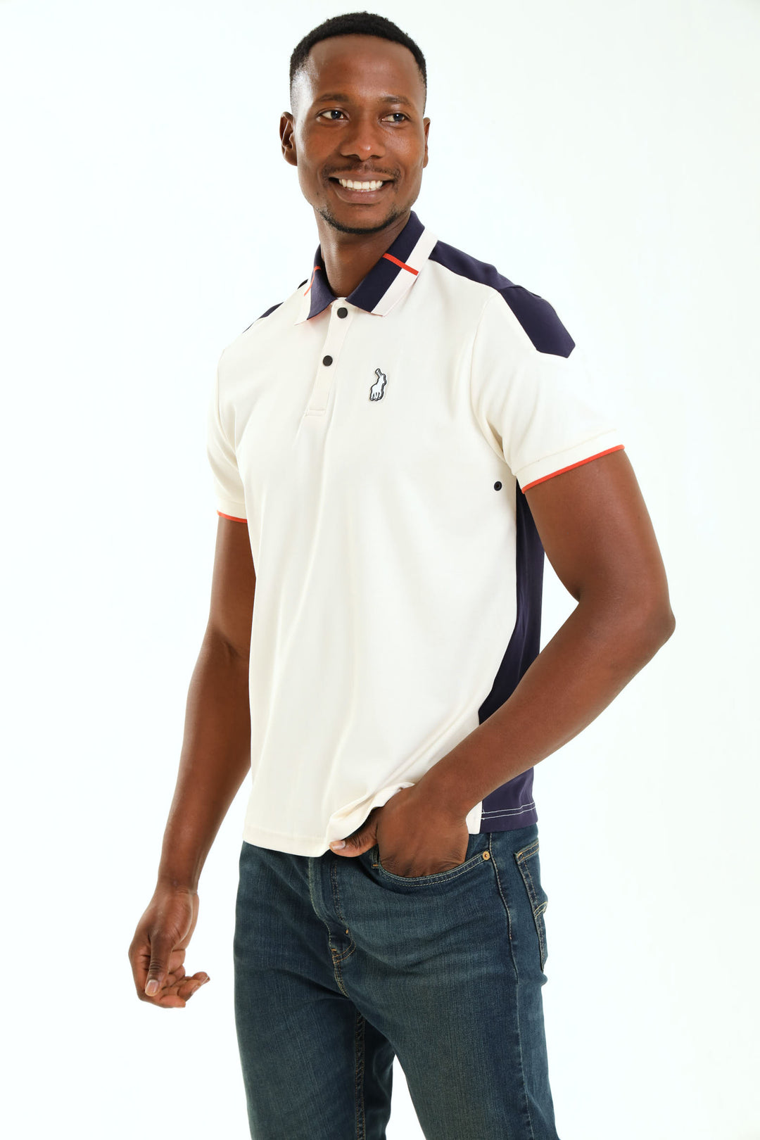 Thando Colour Block Sport Golfer - White/Navy