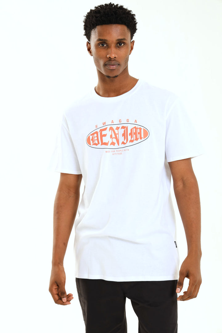 Short Sleeve Basic Print Tee - White
