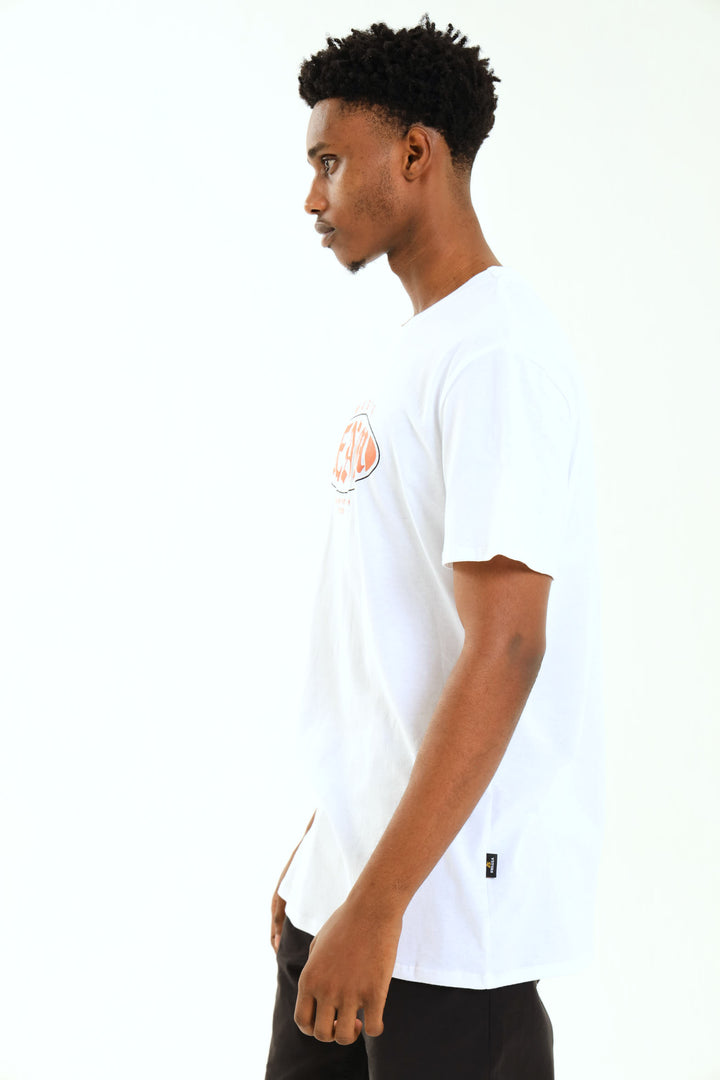 Short Sleeve Basic Print Tee - White
