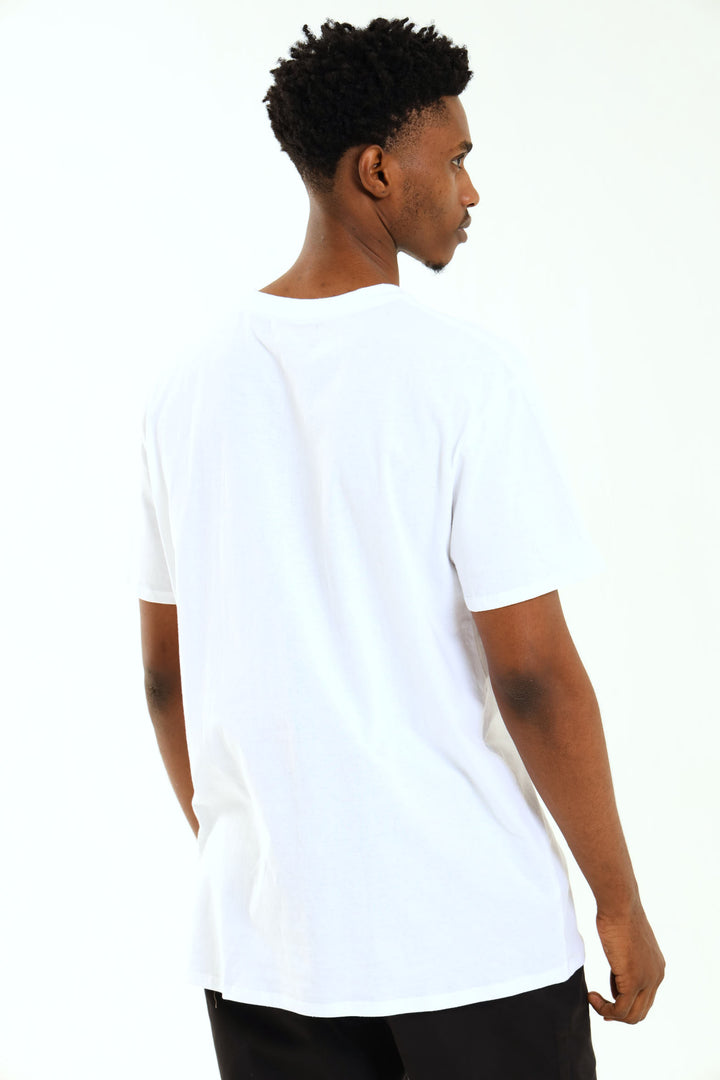 Short Sleeve Basic Print Tee - White