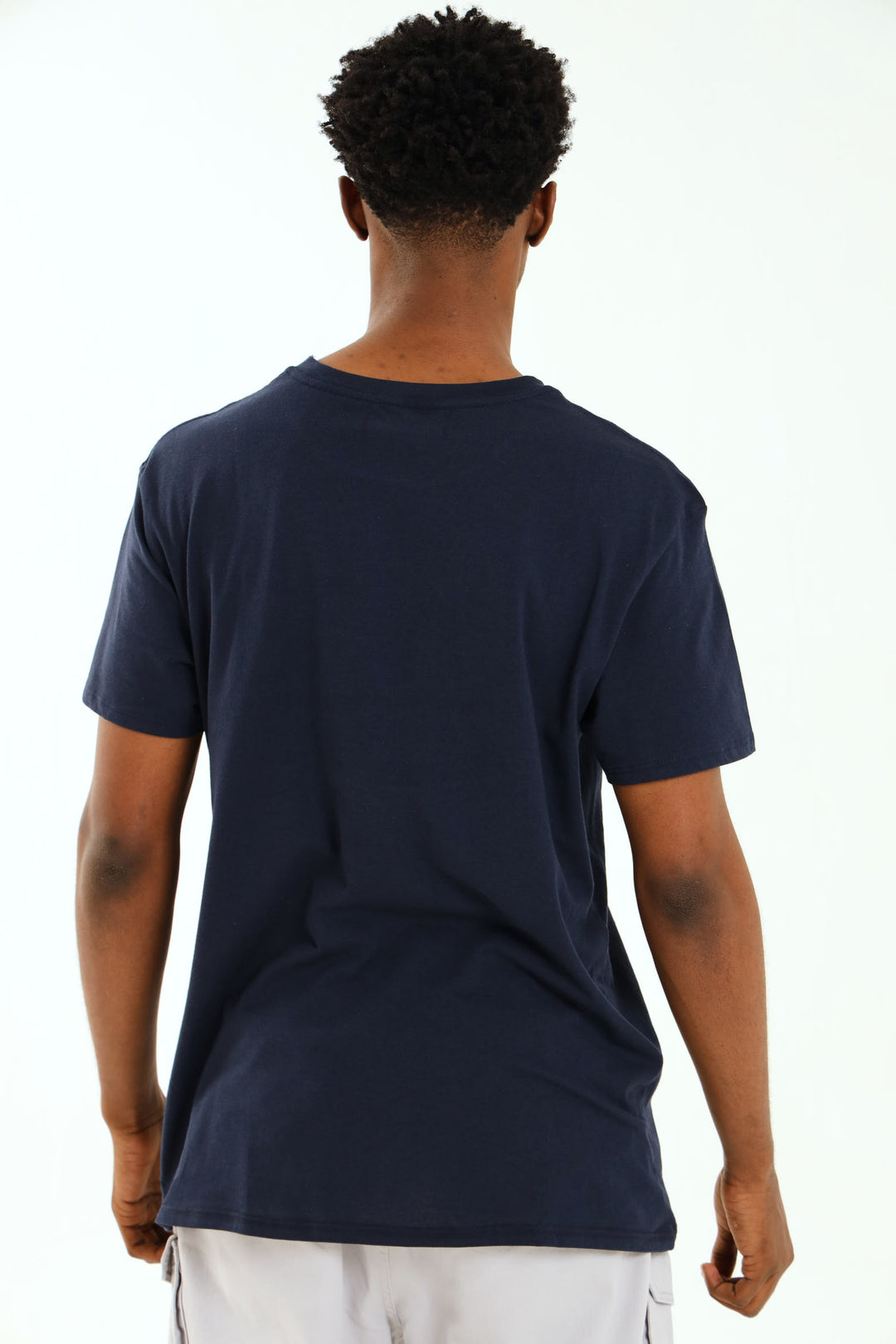 Short Sleeve Basic Print Tee - Navy