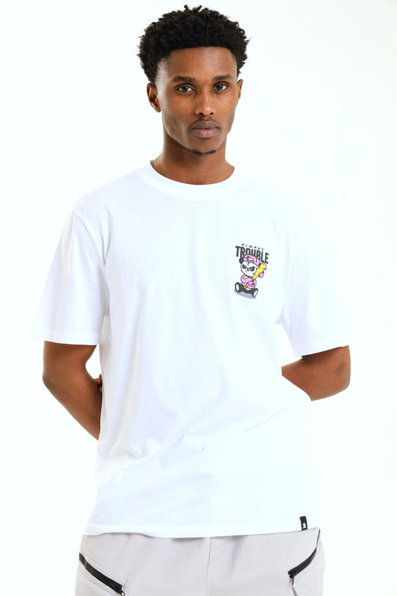 Always Trouble Front Small Print Tee - White