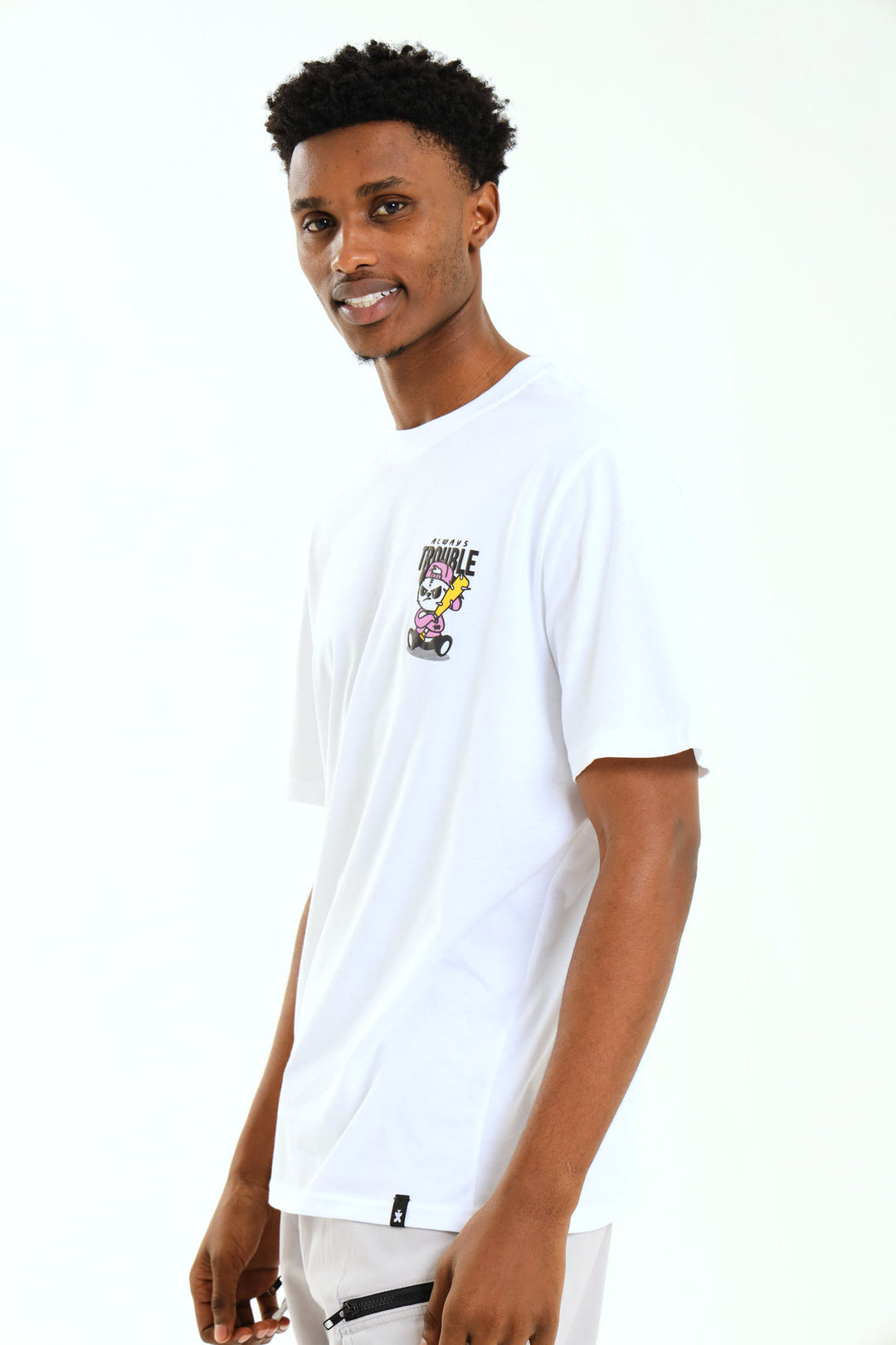 Always Trouble Front Small Print Tee - White