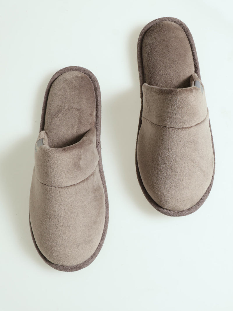 Open Back Microfibre Slipper - Grey