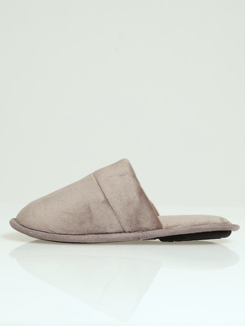 Open Back Microfibre Slipper - Grey