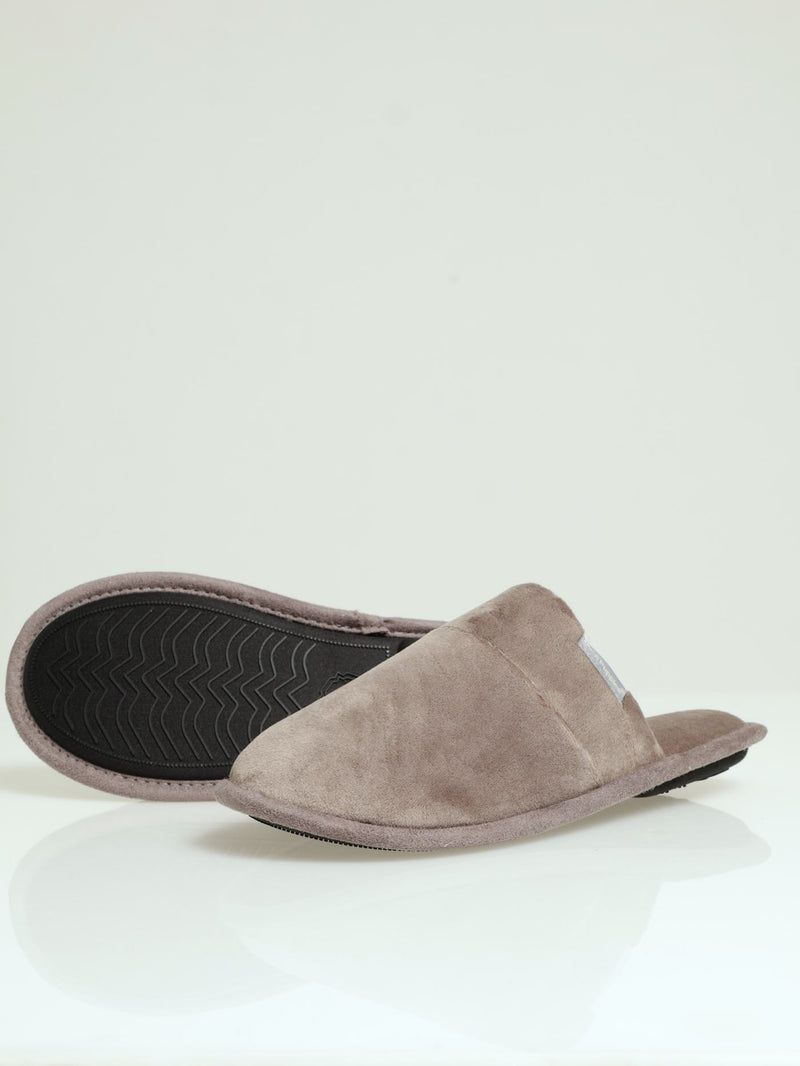 Open Back Microfibre Slipper - Grey