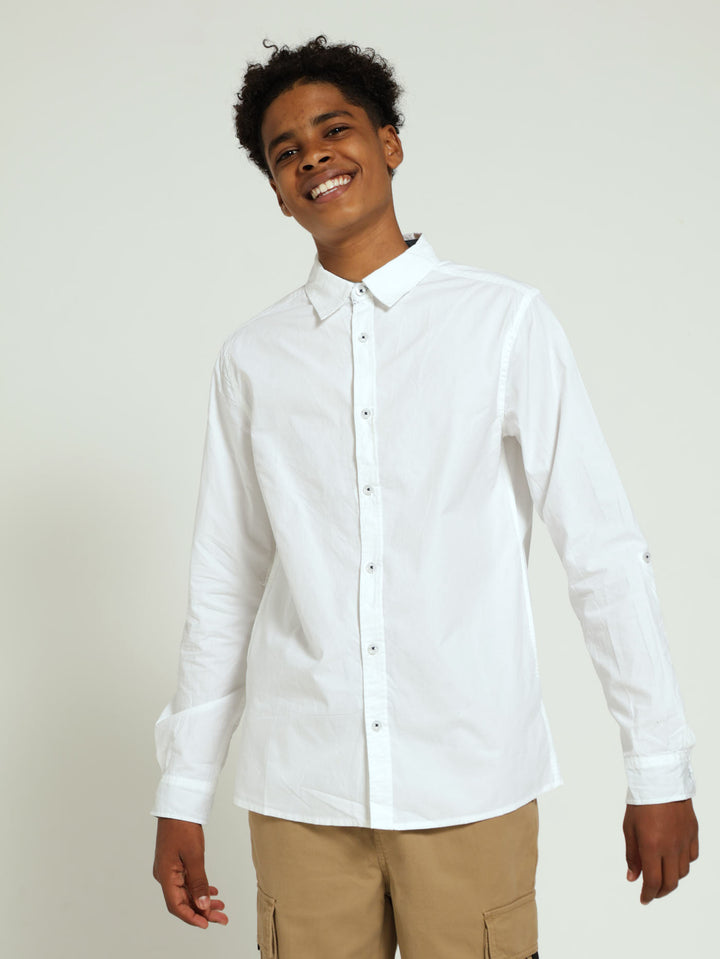 Boys Cracker Cotton Shirt - White