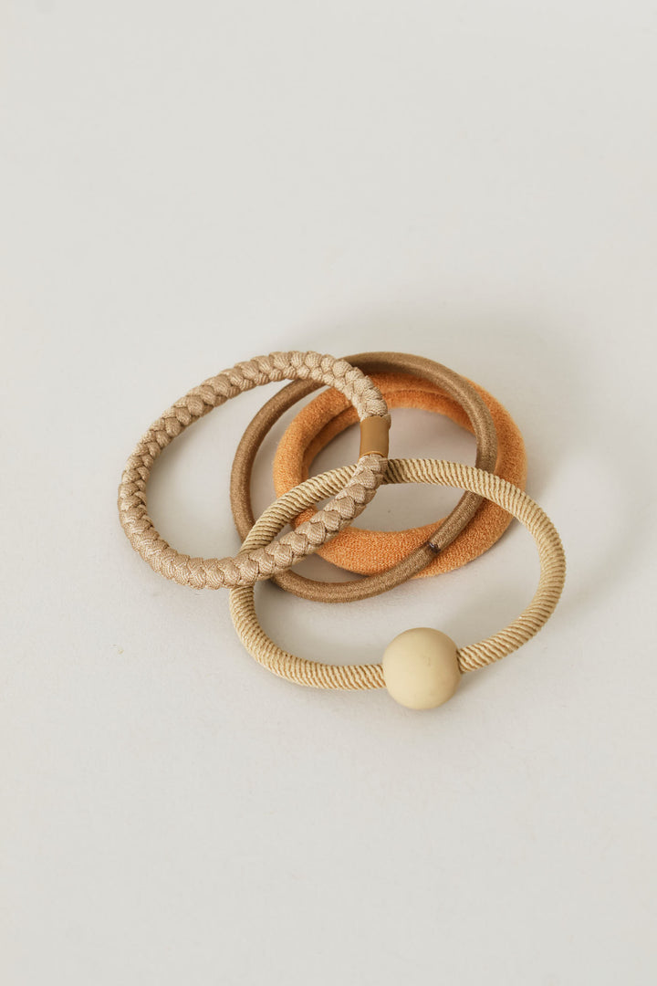 4 Pack Hair Bands - Beige