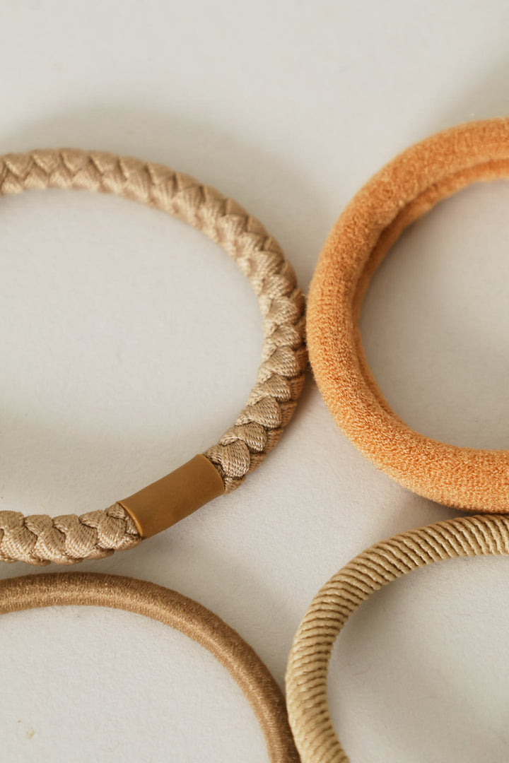 4 Pack Hair Bands - Beige