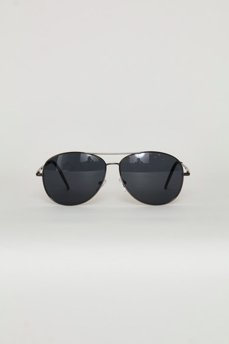 Metal Aviator Sunglasses - Black