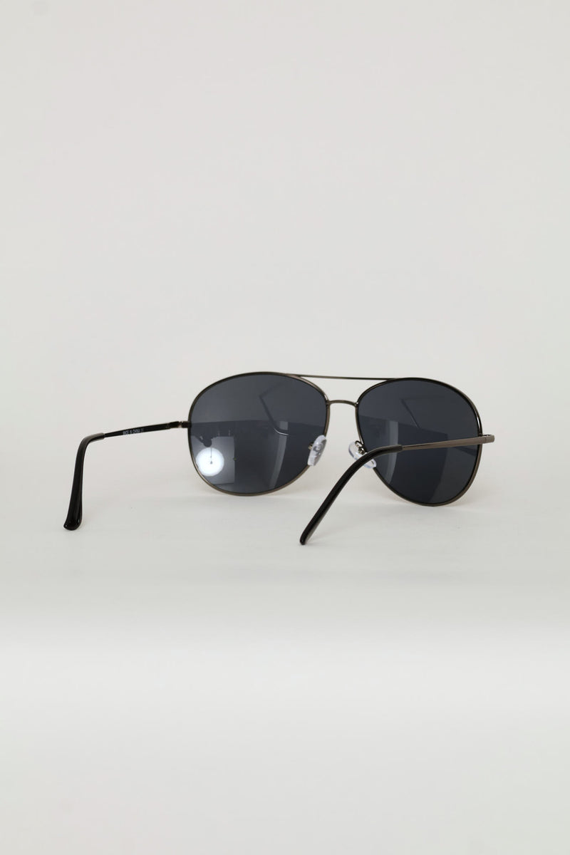 Metal Aviator Sunglasses - Black