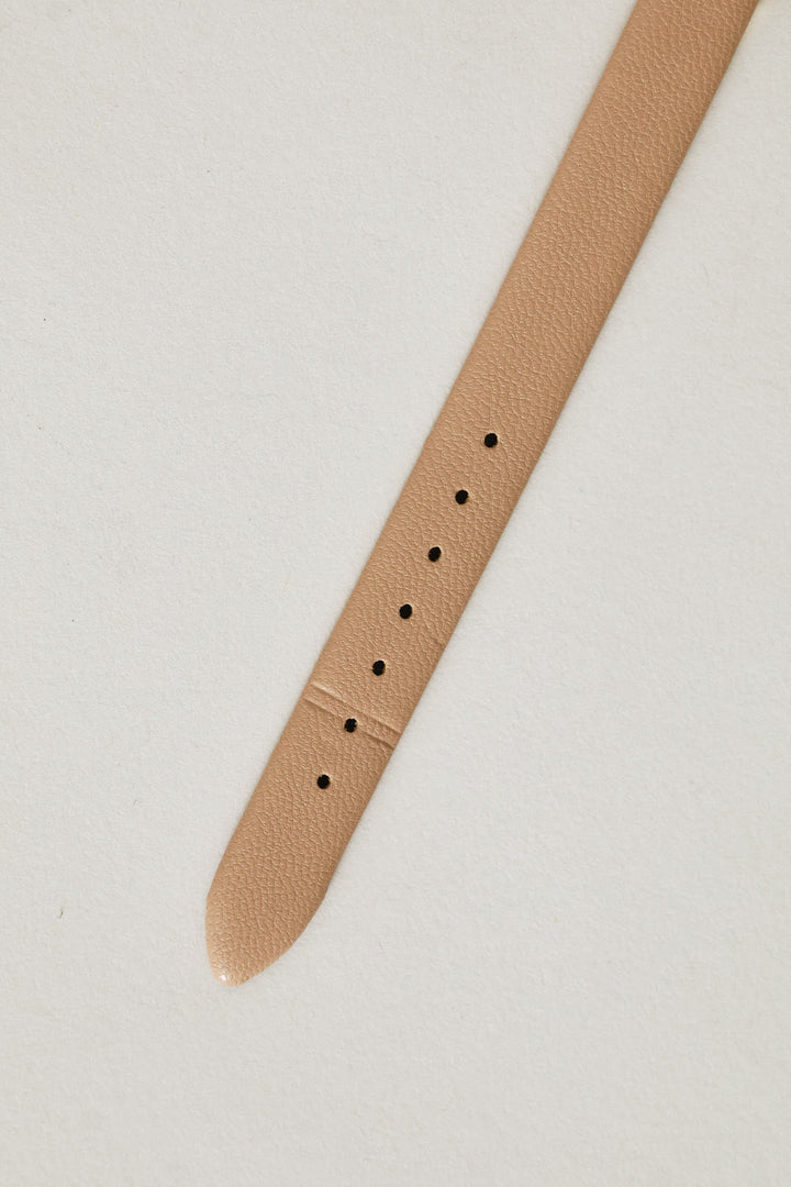 Dainty Taupe Strap Diamante Watch - Gold