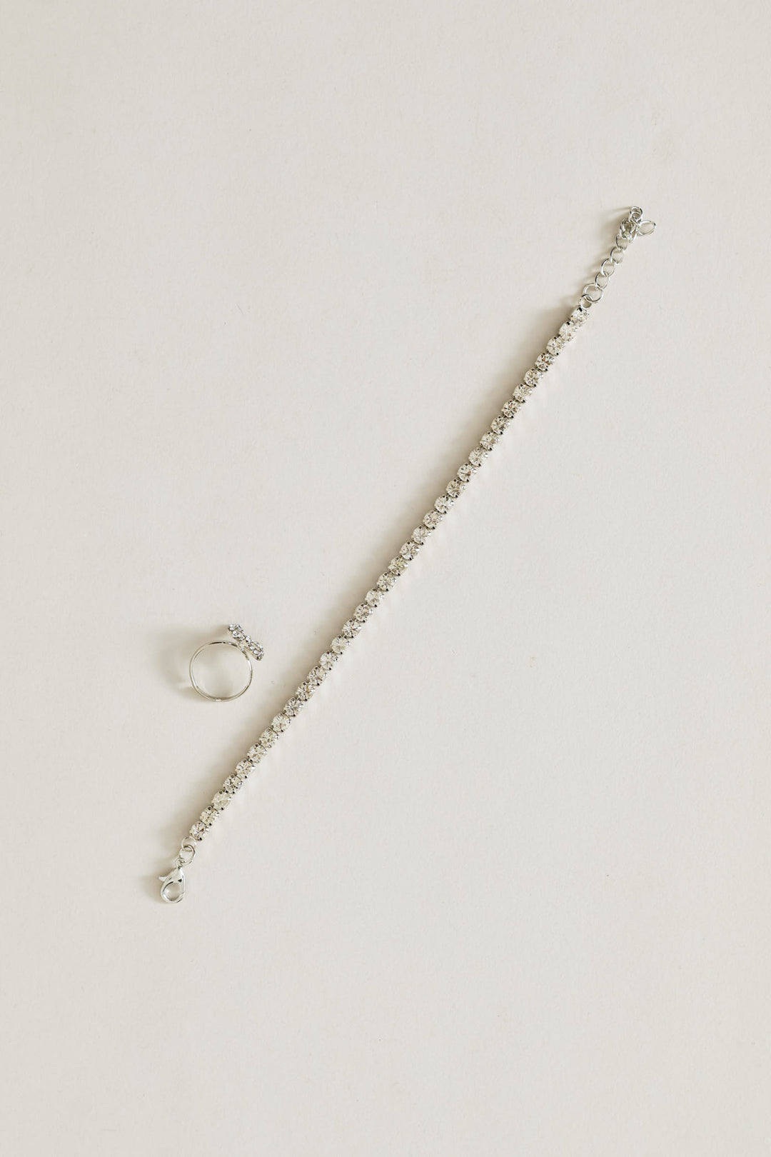 Girls Bow Necklace, Ring And Bracelet Set - Silver
