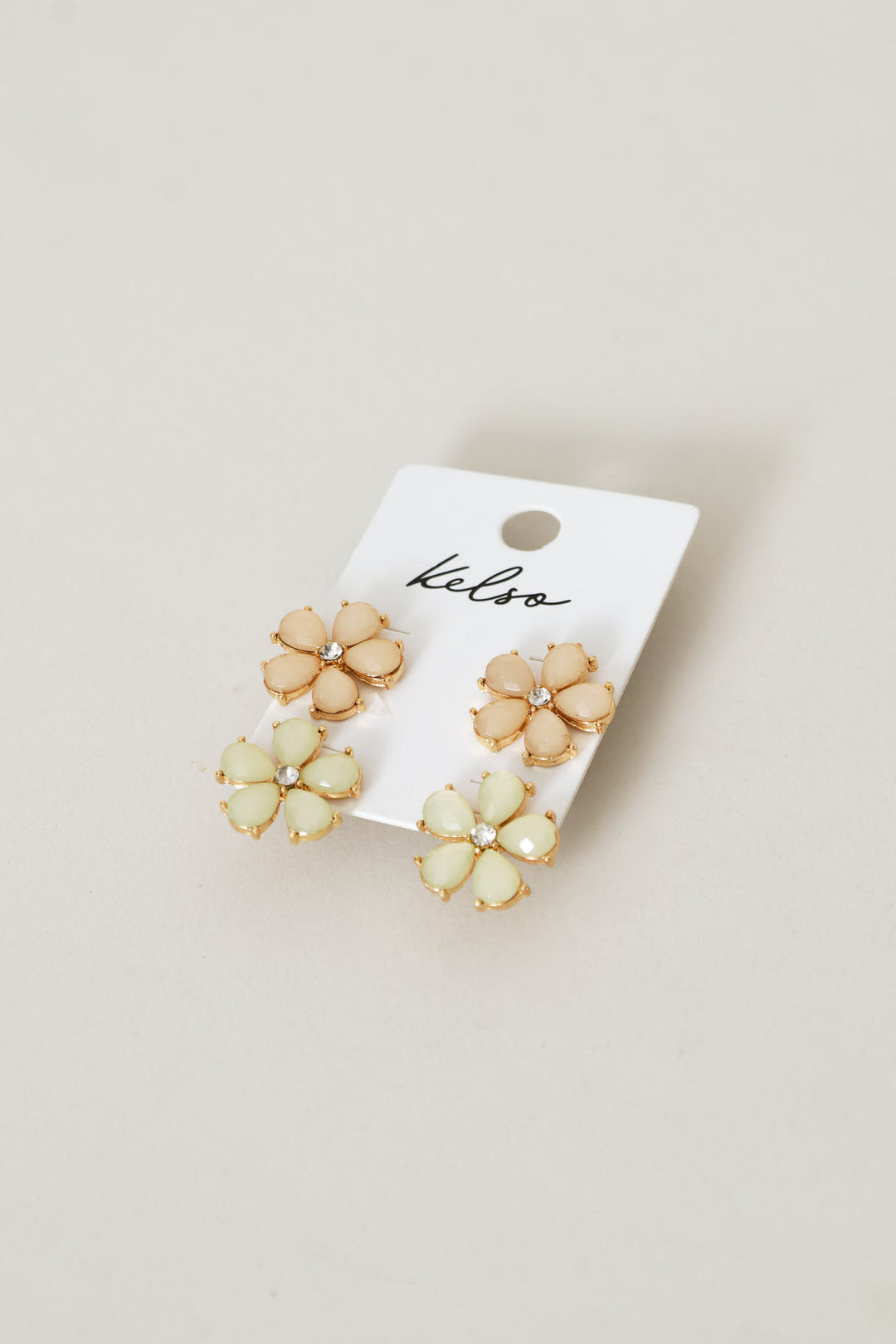 2 Pack Floral Stud Earrings - Gold