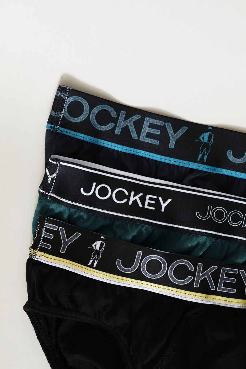 3 Pack Digi Elastic Briefs - Black/Teal