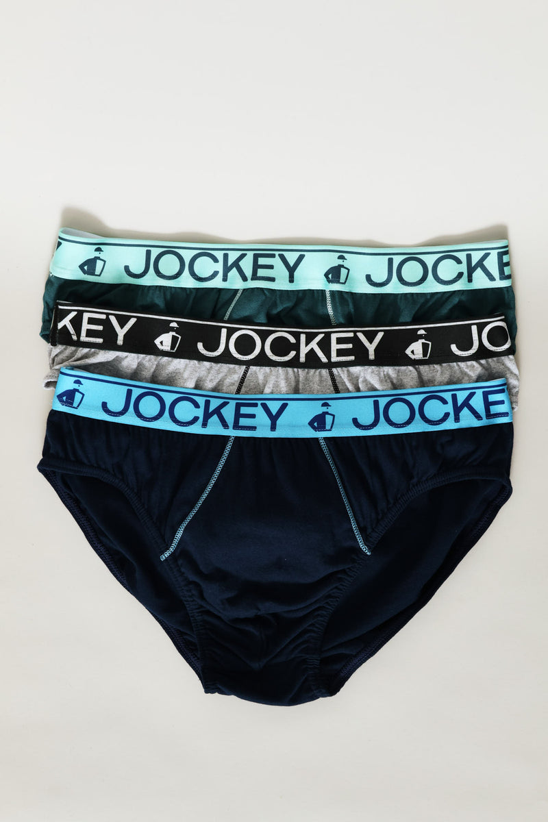 3 Pack Graded Striped Brief - Grey/Green/Navy