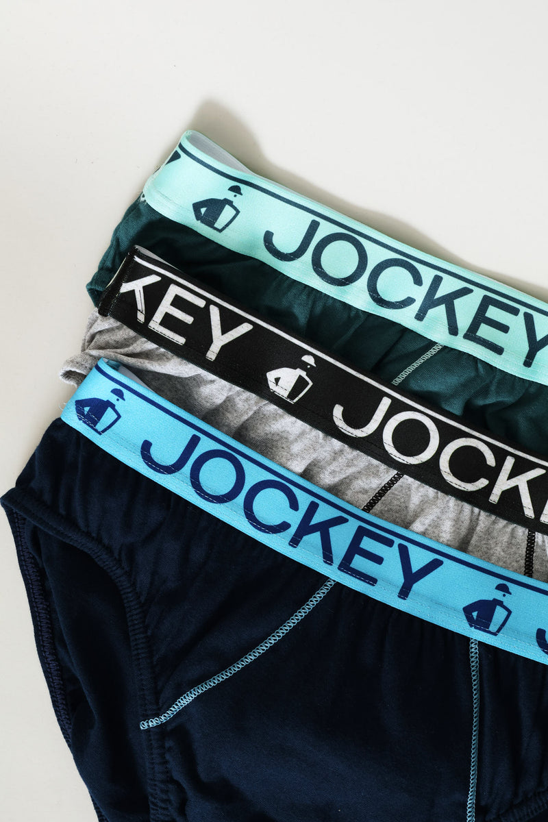 3 Pack Graded Striped Brief - Grey/Green/Navy