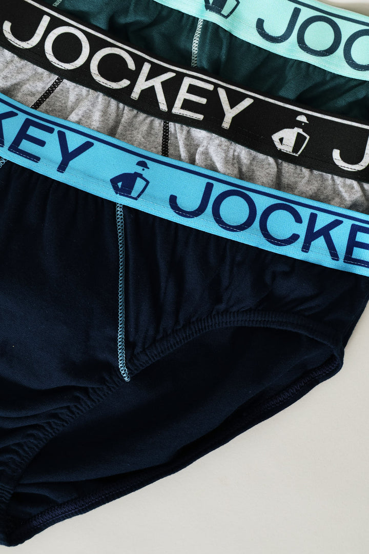 3 Pack Graded Striped Brief - Grey/Green/Navy