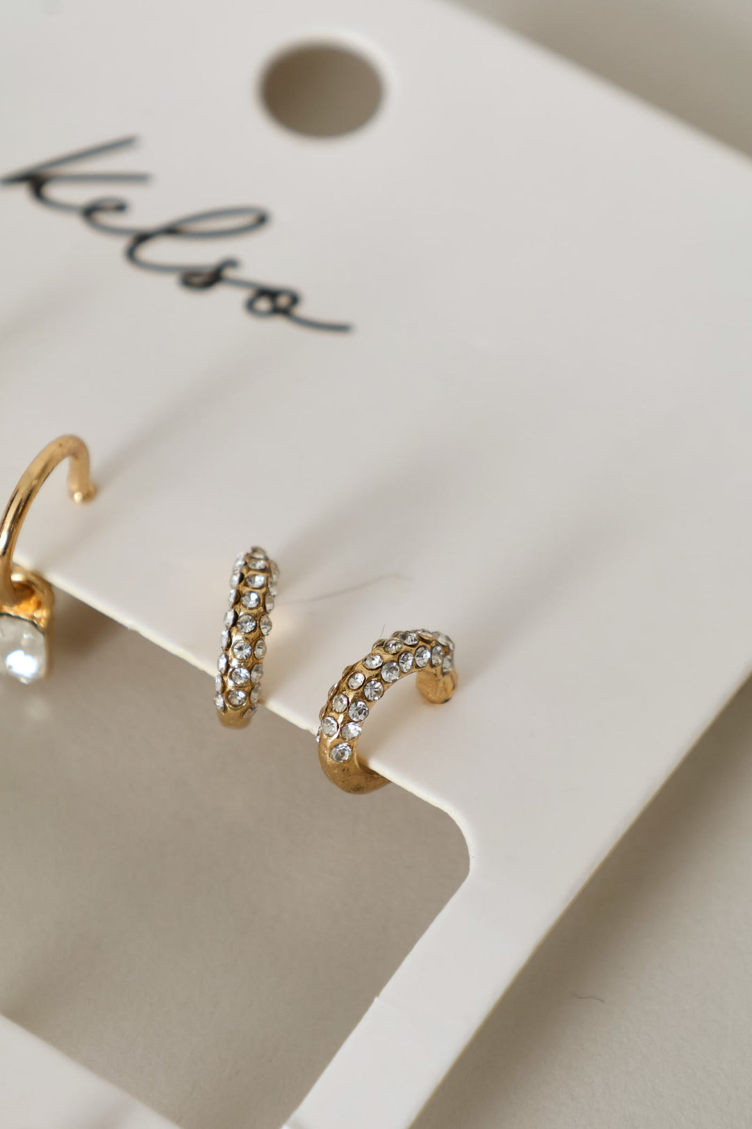 6 Pack Jewelled Hoop Earrings - Gold