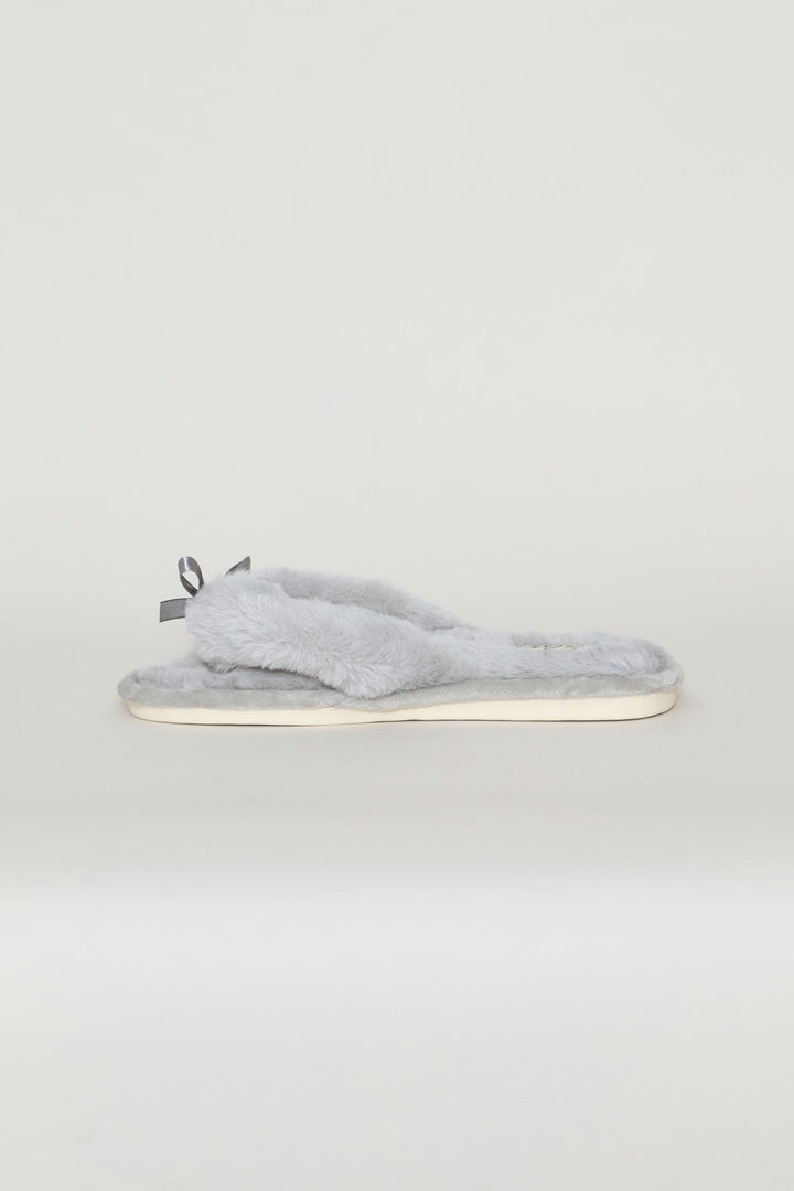 Plush Thong Slipper - Light Grey