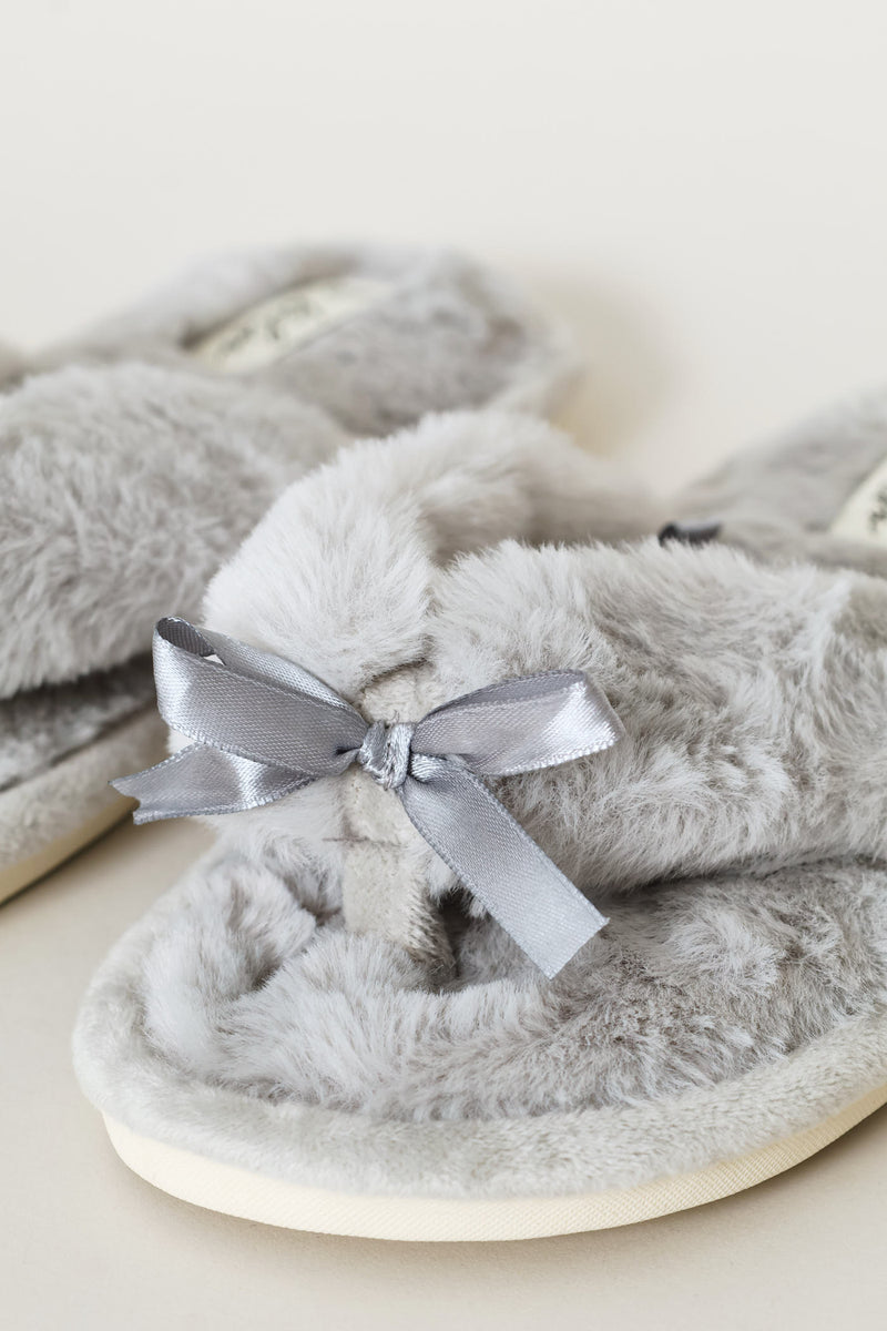 Plush Thong Slipper - Light Grey
