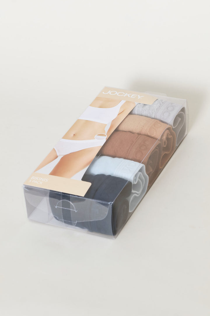 5 Pack Core Plain Bikini Panties - Multi