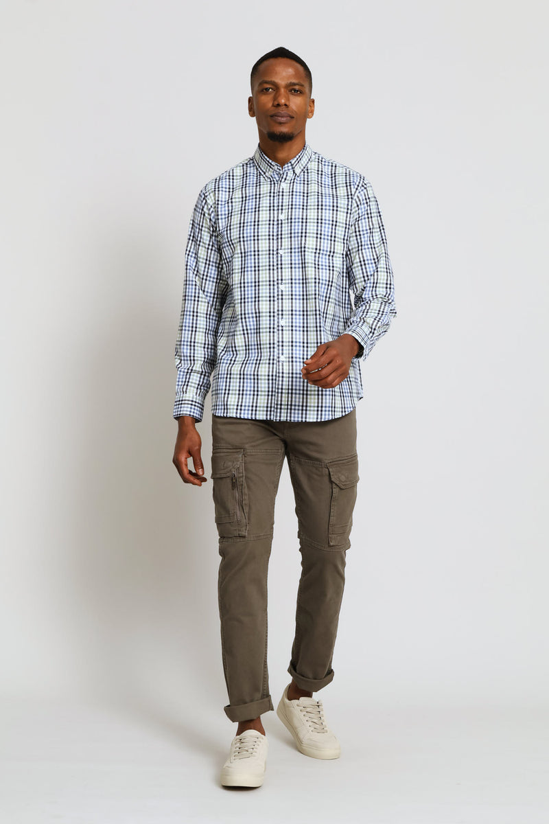 Long Sleeve Check Shirt - White/Navy/Sage