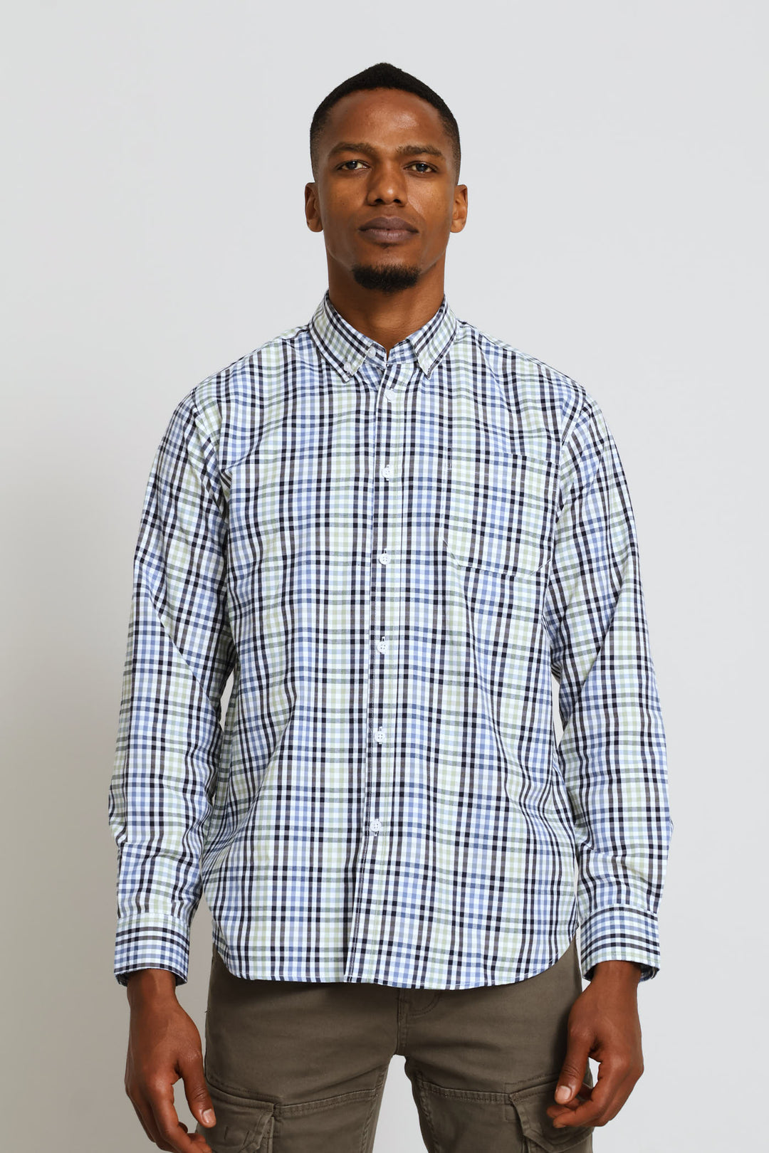 Long Sleeve Check Shirt - White/Navy/Sage