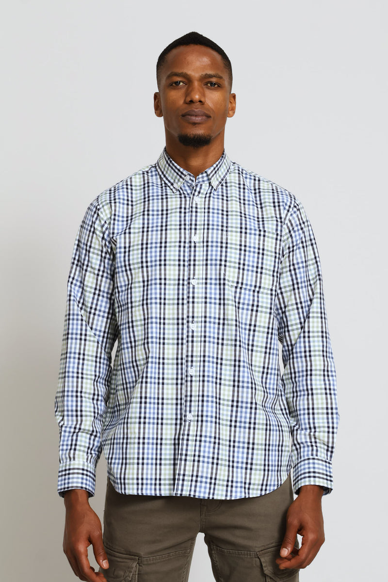 Long Sleeve Check Shirt - White/Navy/Sage
