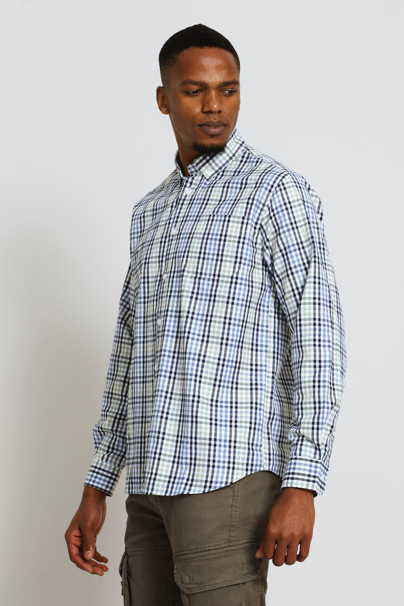Long Sleeve Check Shirt - White/Navy/Sage