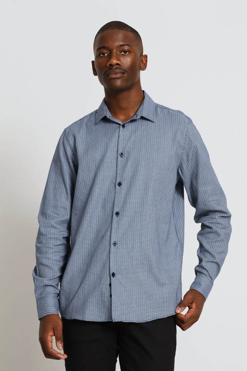 Mini Geometric Textured Shirt - Charcoal