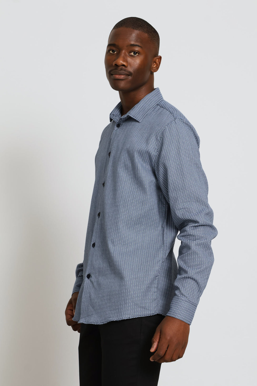 Mini Geometric Textured Shirt - Charcoal