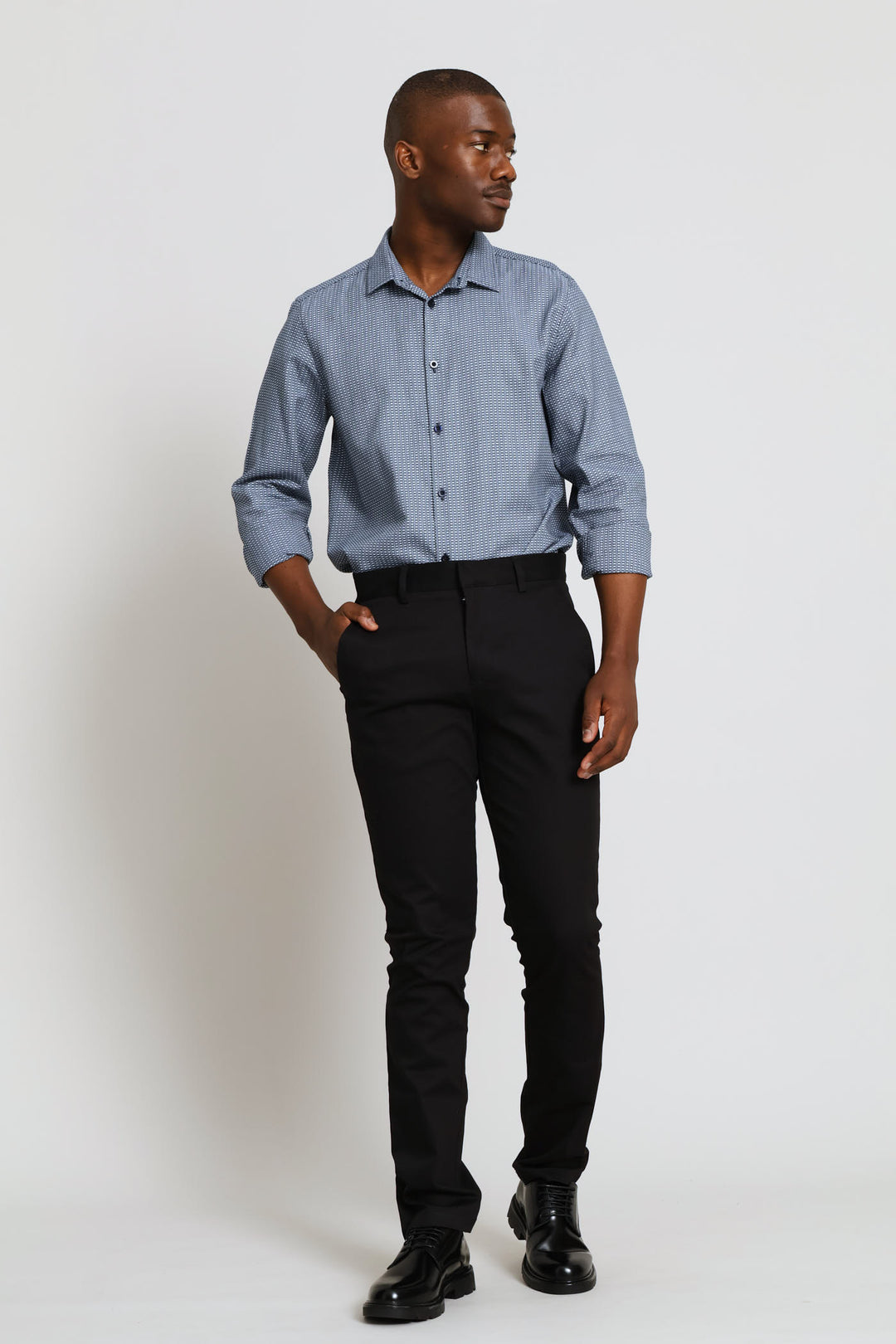 Mini Geometric Textured Shirt - Charcoal